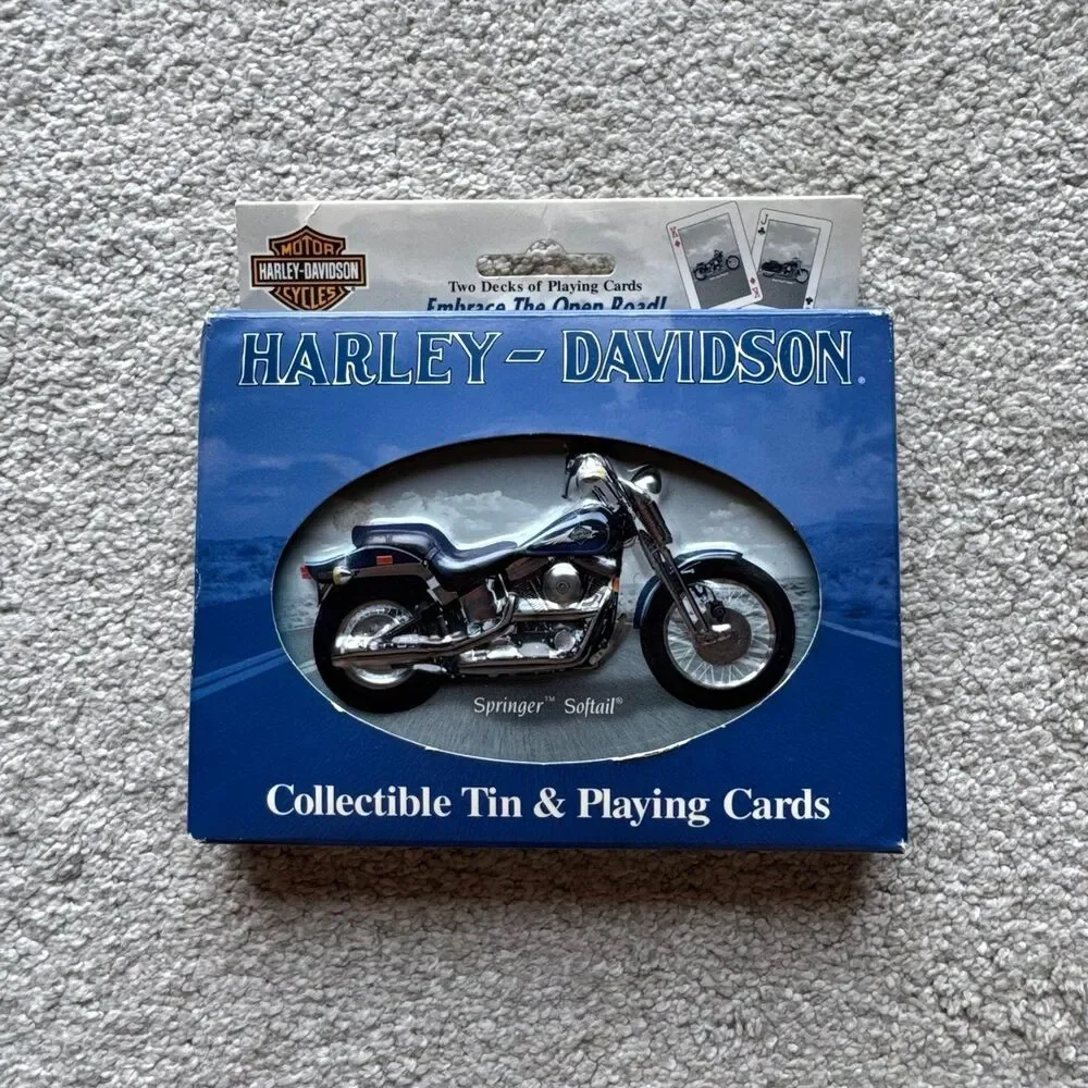 Vintage 2001 Harley Davidson Softail 2 Pack Playing Cards Collectable Tin